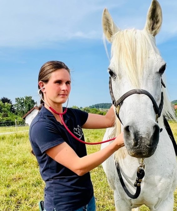 Dr. Julia Pilz (geb. Thielecke) untersucht ein Pferd